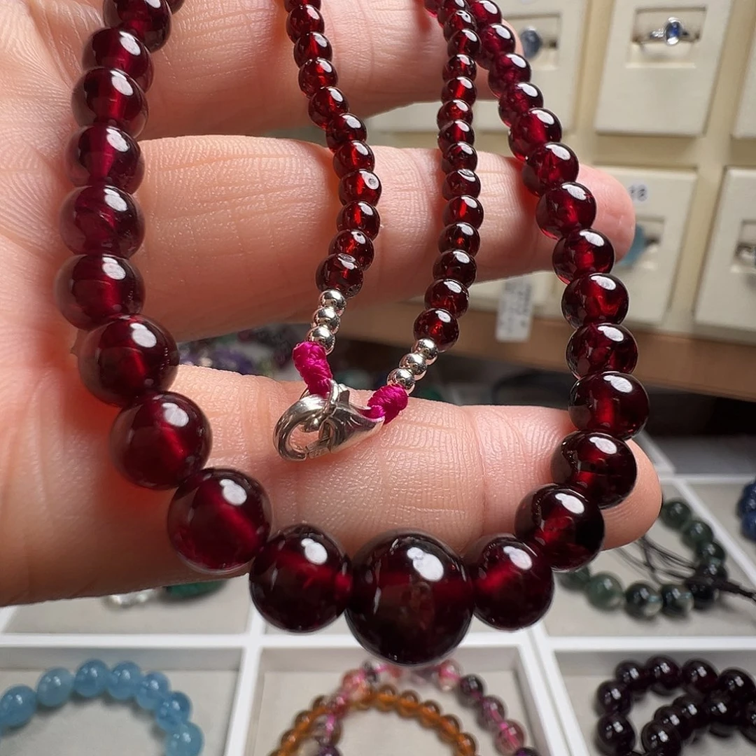 银S925镶嵌石榴石颈饰天然石榴石