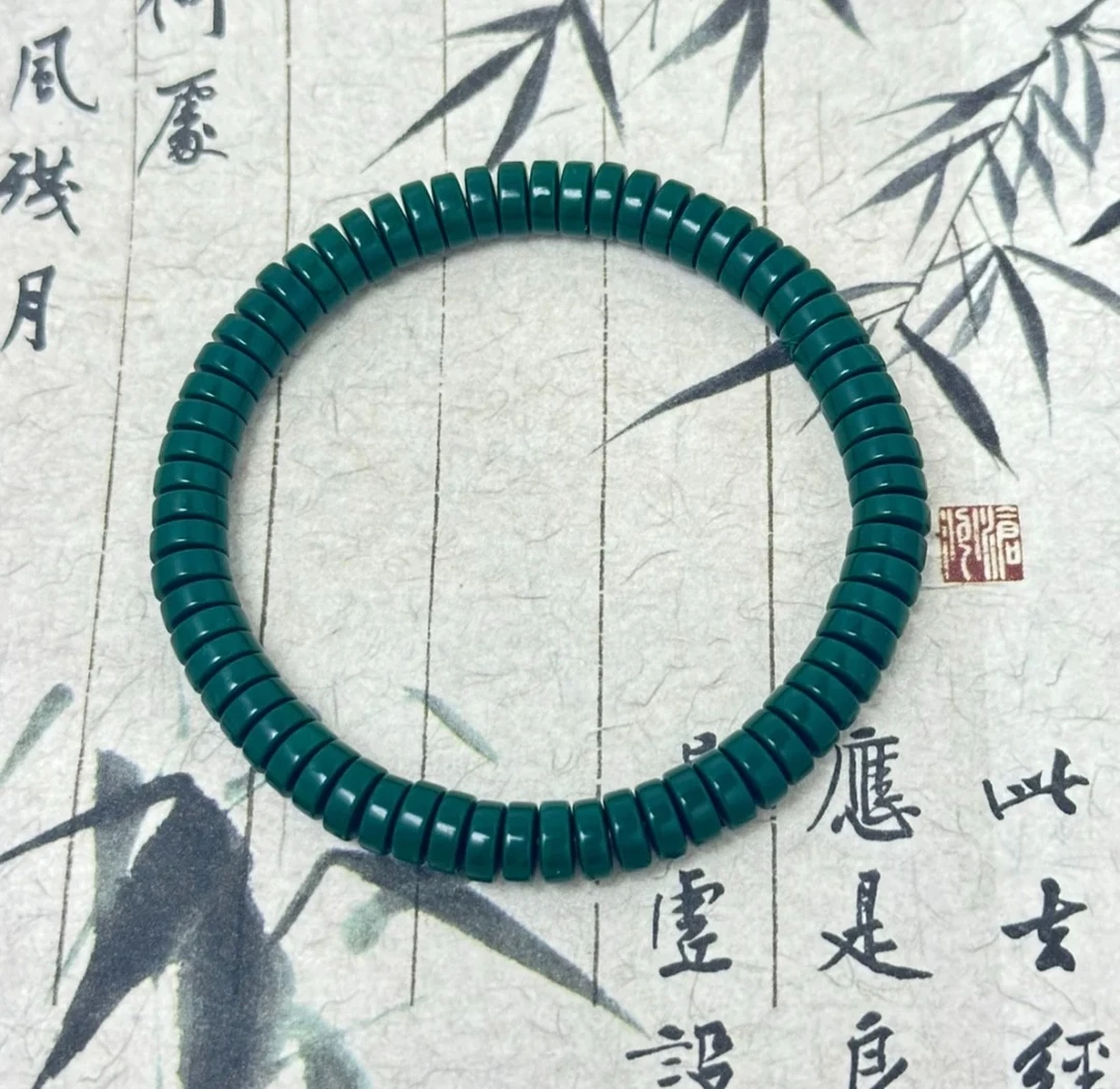 湖北竹山原矿纯手工特色高瓷原石直切绿化料手链