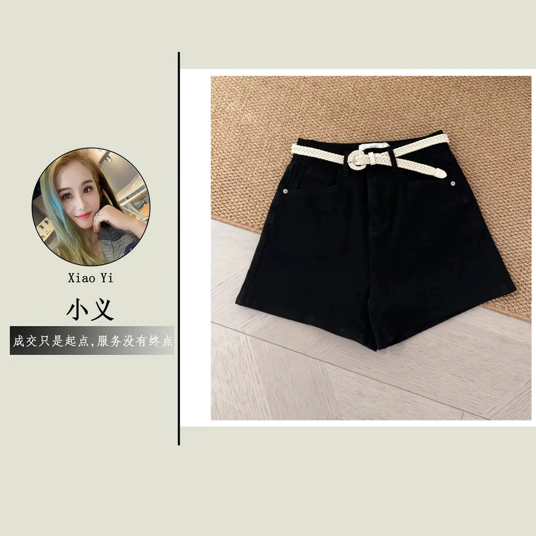 【5137】可#黑色休闲百搭牛仔短裤