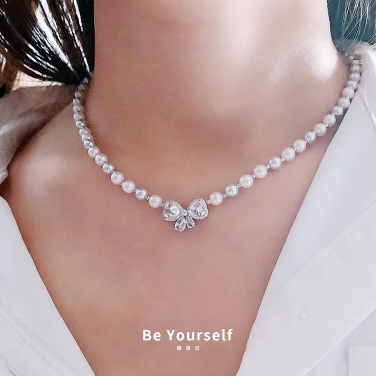 铜项链 仙仙蝴蝶结春夏款项链小众百搭轻奢AN007X