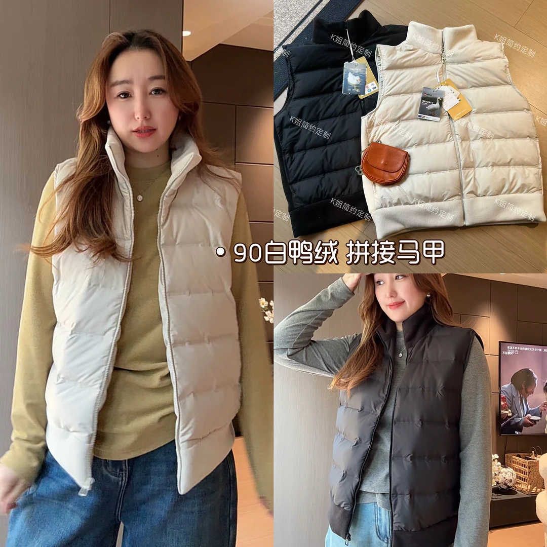 “KK定制”秋冬新款白鸭绒羽绒马夹短款外穿马甲D2174
