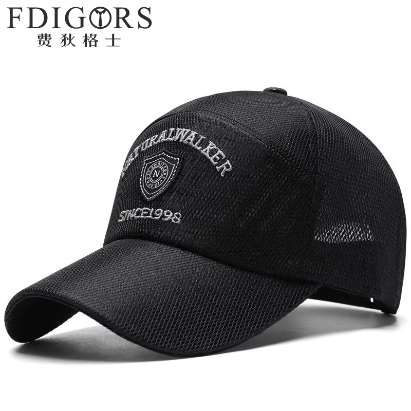 FDIGORS帽子男款夏季字母刺绣透气高端品牌鸭舌帽全网眼棒球帽