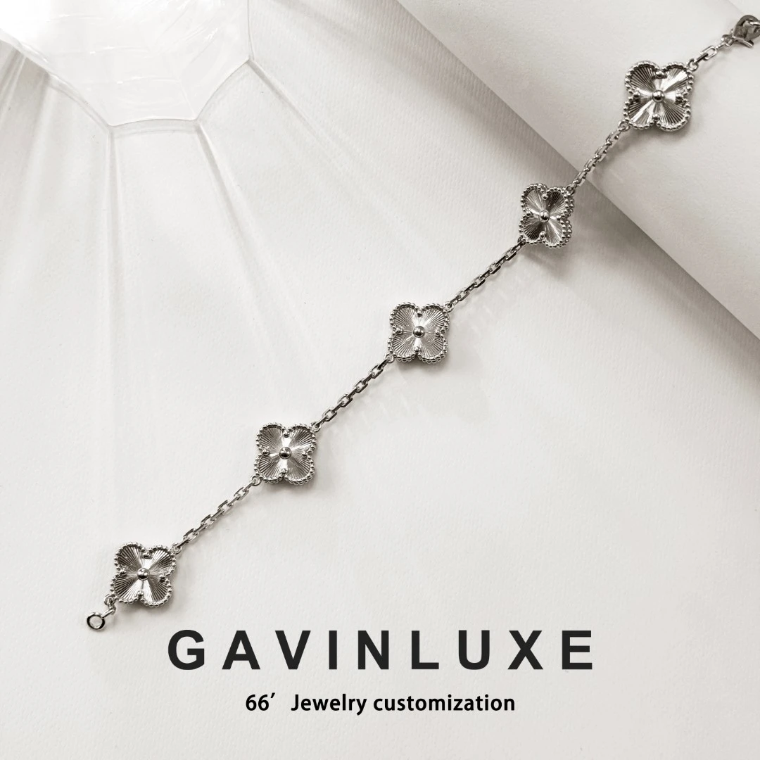 925银手链 66高定四叶草五花系列轻奢百搭款手链5.0版本时尚