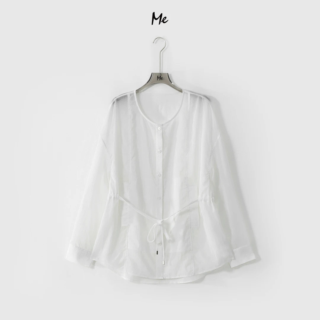 ME【醋酸抽腰高知罩衫】醋酸混纺松弛显瘦时尚百搭休闲外套MESS5105