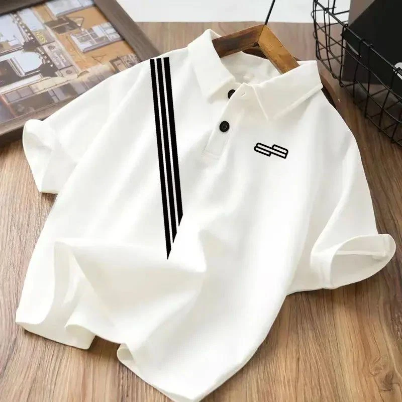 FAVMARTHA帅气男孩polo衫宽松薄款中大童2025新款儿童短袖洋气上