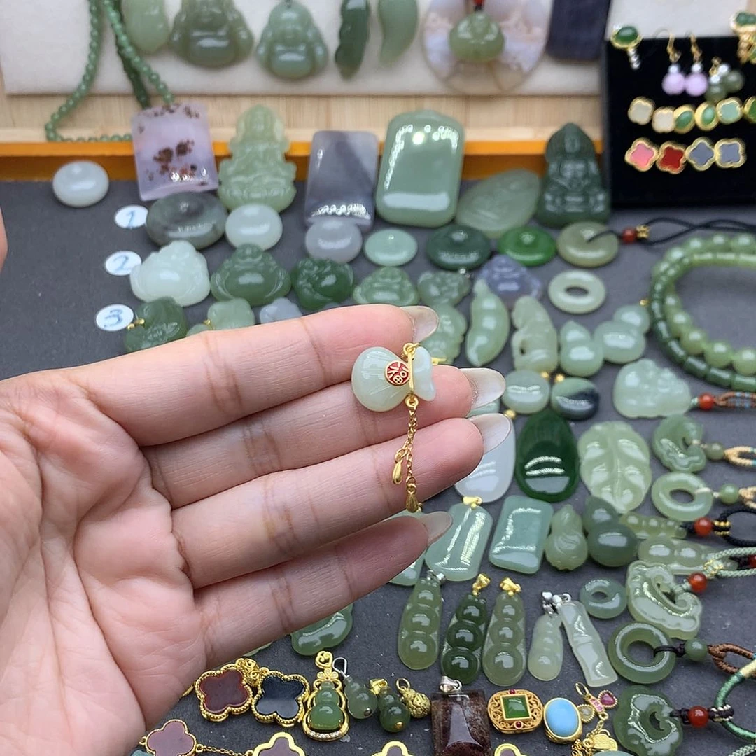 和田玉吊坠(不含链)银S925镶嵌