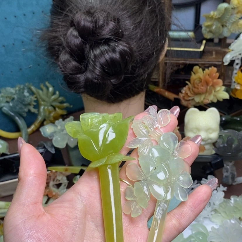 【闪购商品】岫玉未镶嵌发簪发簪盘发发簪发簪滨*