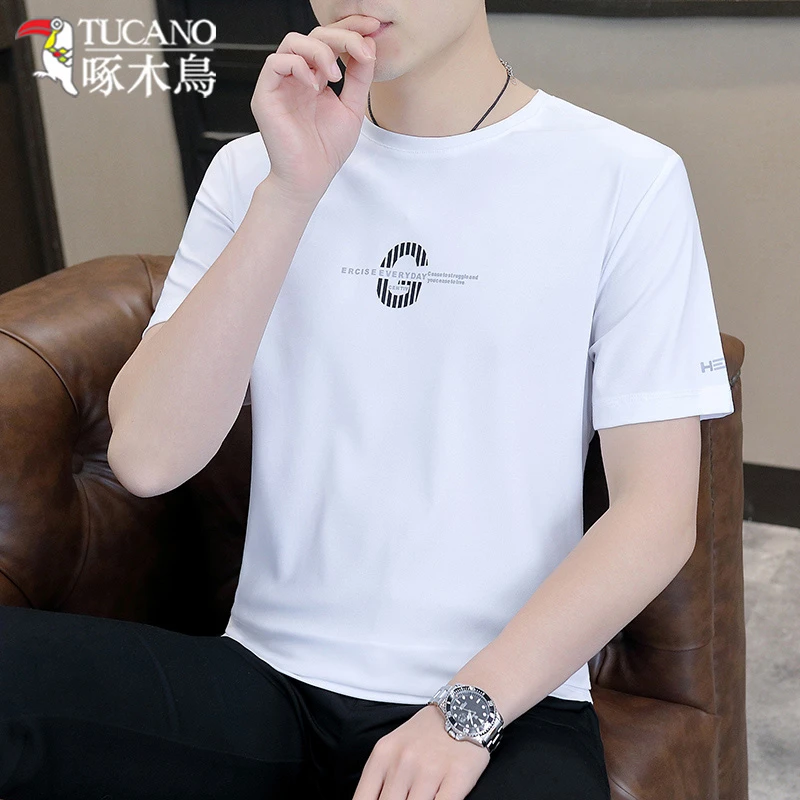 TUCANO/啄木鳥夏季运动速干短袖T恤男士休闲透气冰丝半袖百搭上衣