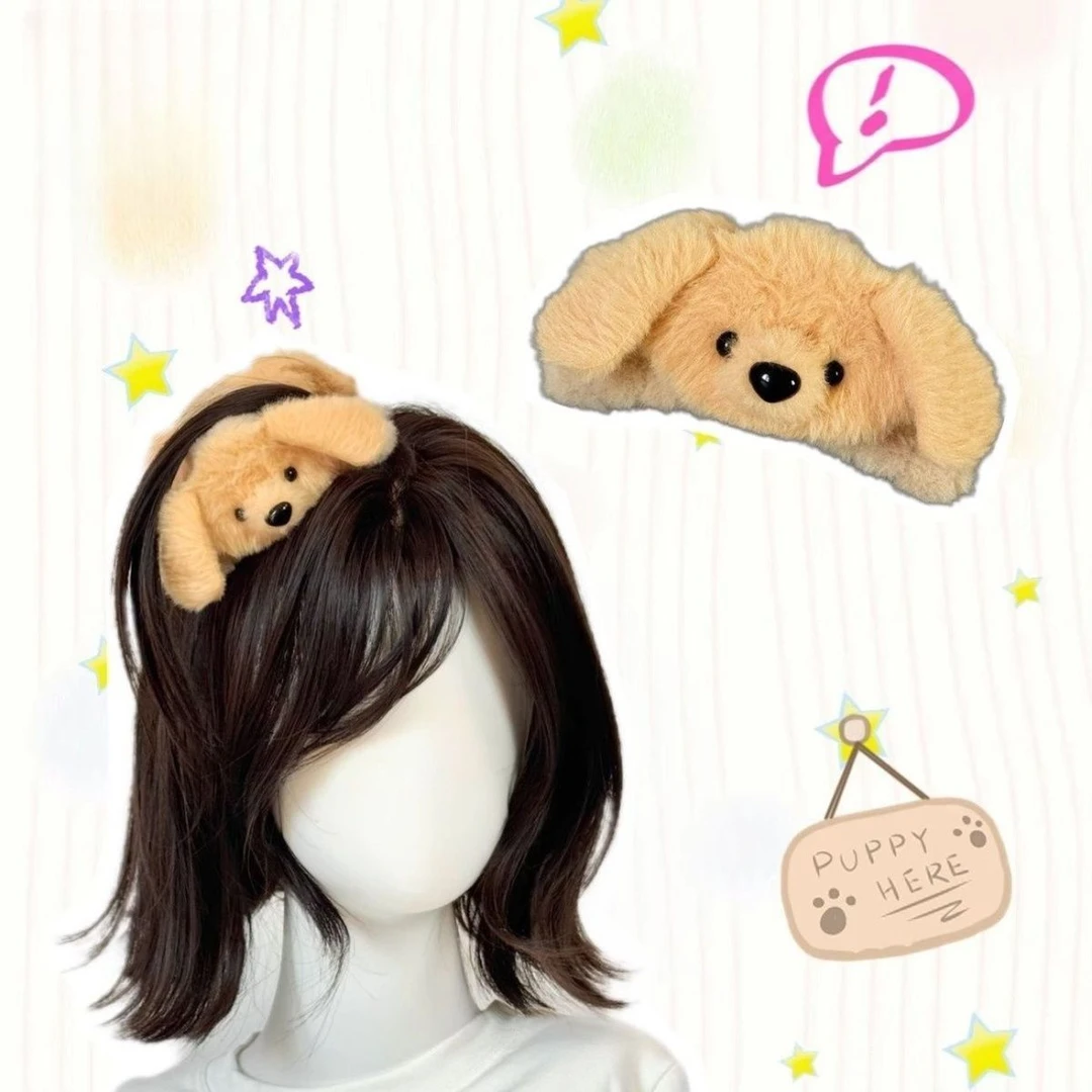 2025新款爆款金毛鲨鱼夹小狗发夹毛绒可爱抓夹发饰送女友生日礼物