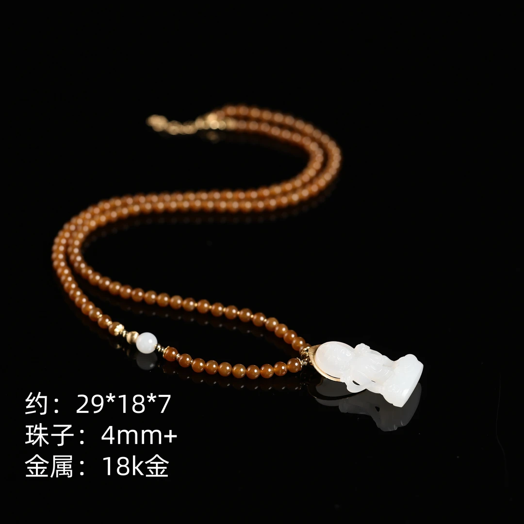 本真 | “指尖佛系列” | 严选精品和田玉顶俄白玉度母吊坠