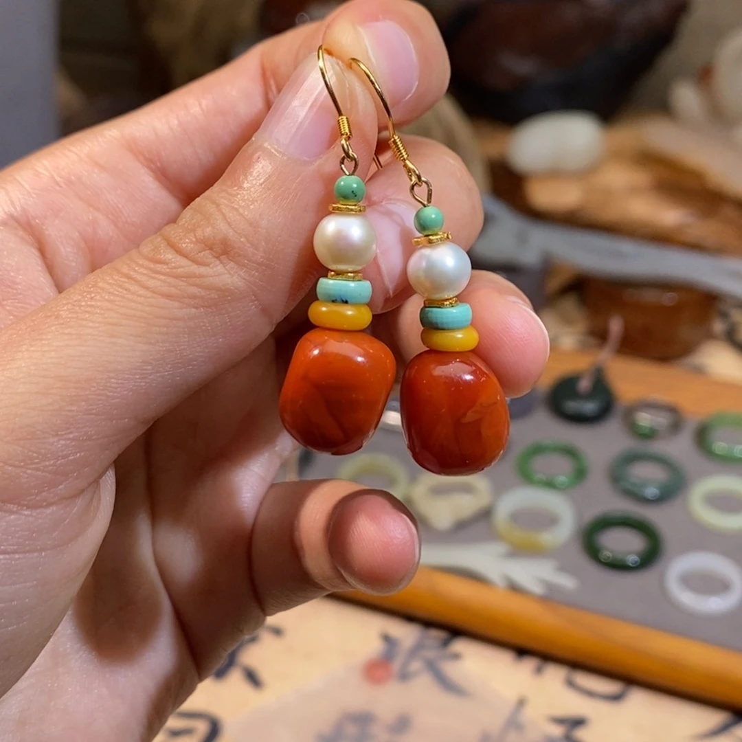 未镶嵌南红玛瑙耳饰?