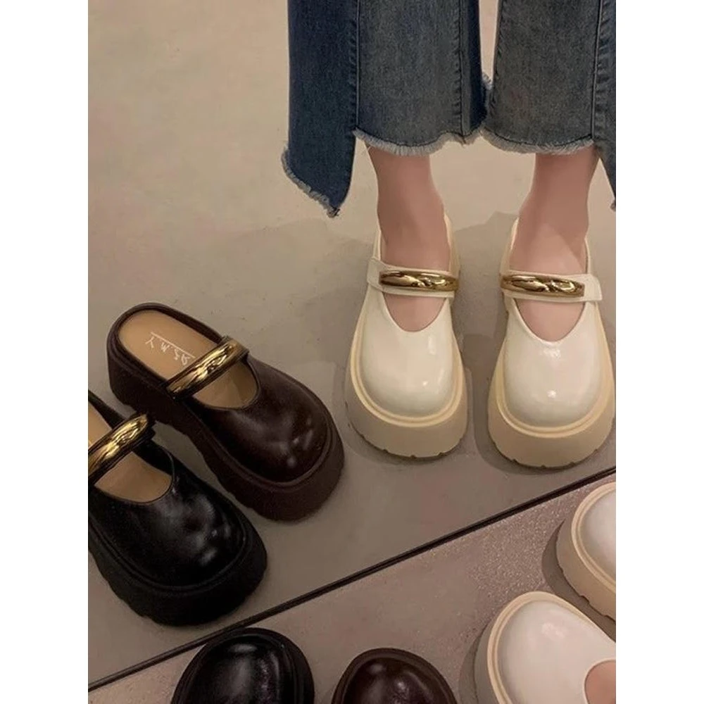 包头拖女复古流行时尚小个子勃肯鞋增高厚底勃肯半拖鞋一脚蹬