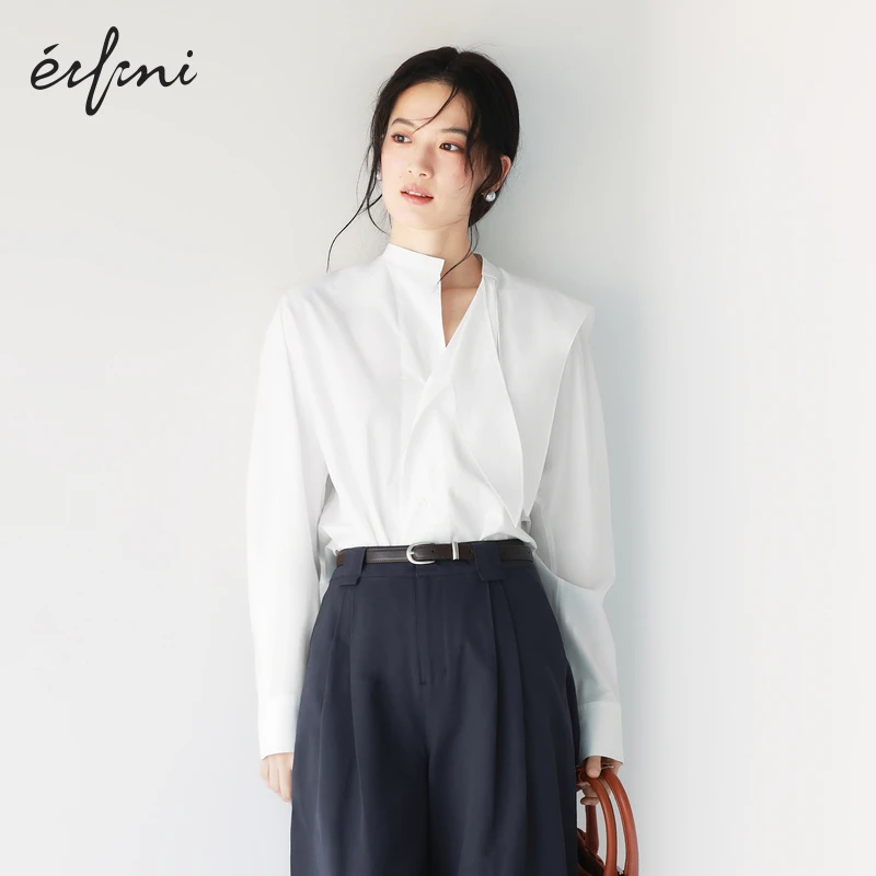 伊芙丽解构设计精致衬衫女装25夏季不易皱都市假日衬衣1G2921401