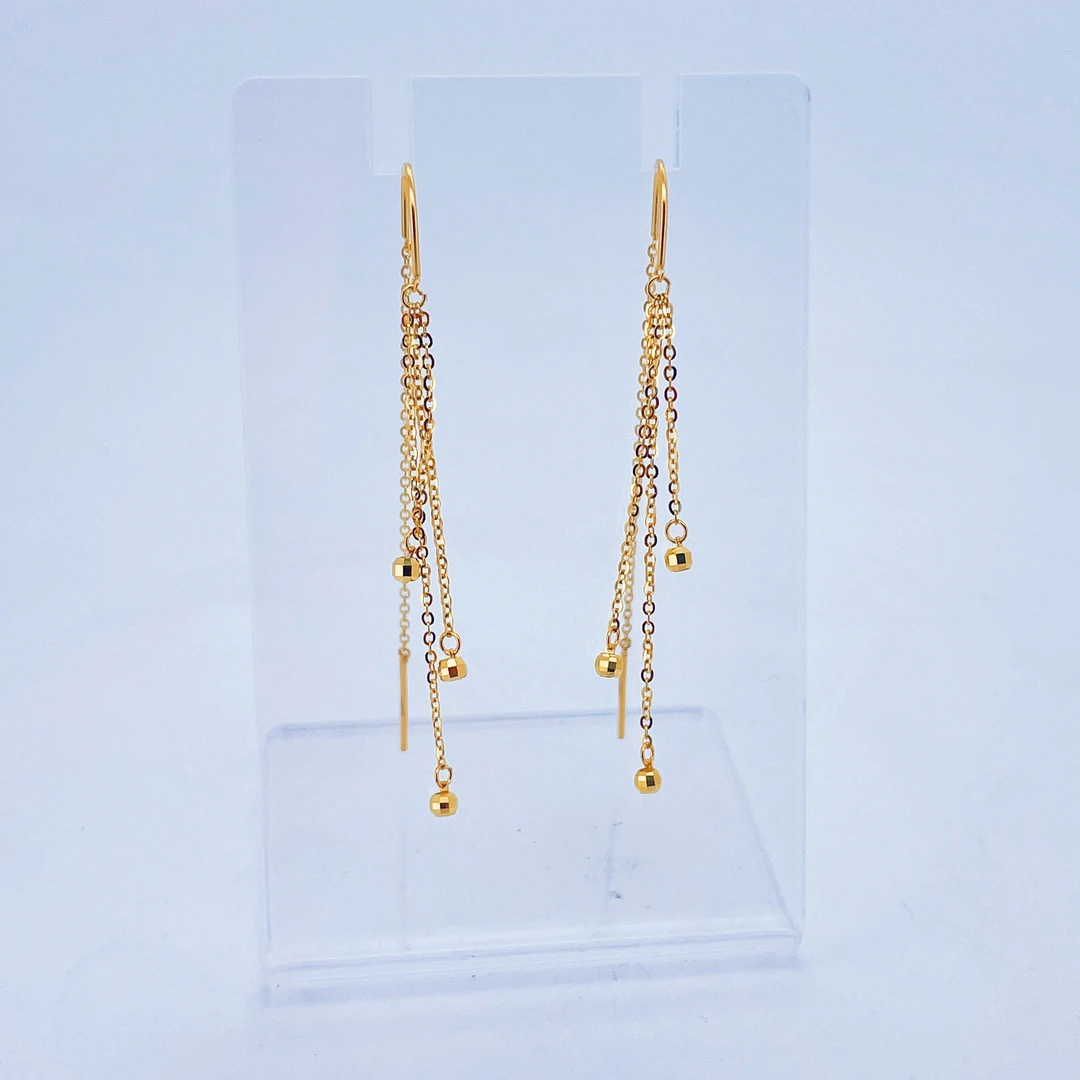 足金999黄金U型三颗珠金耳线1.86 2517001801