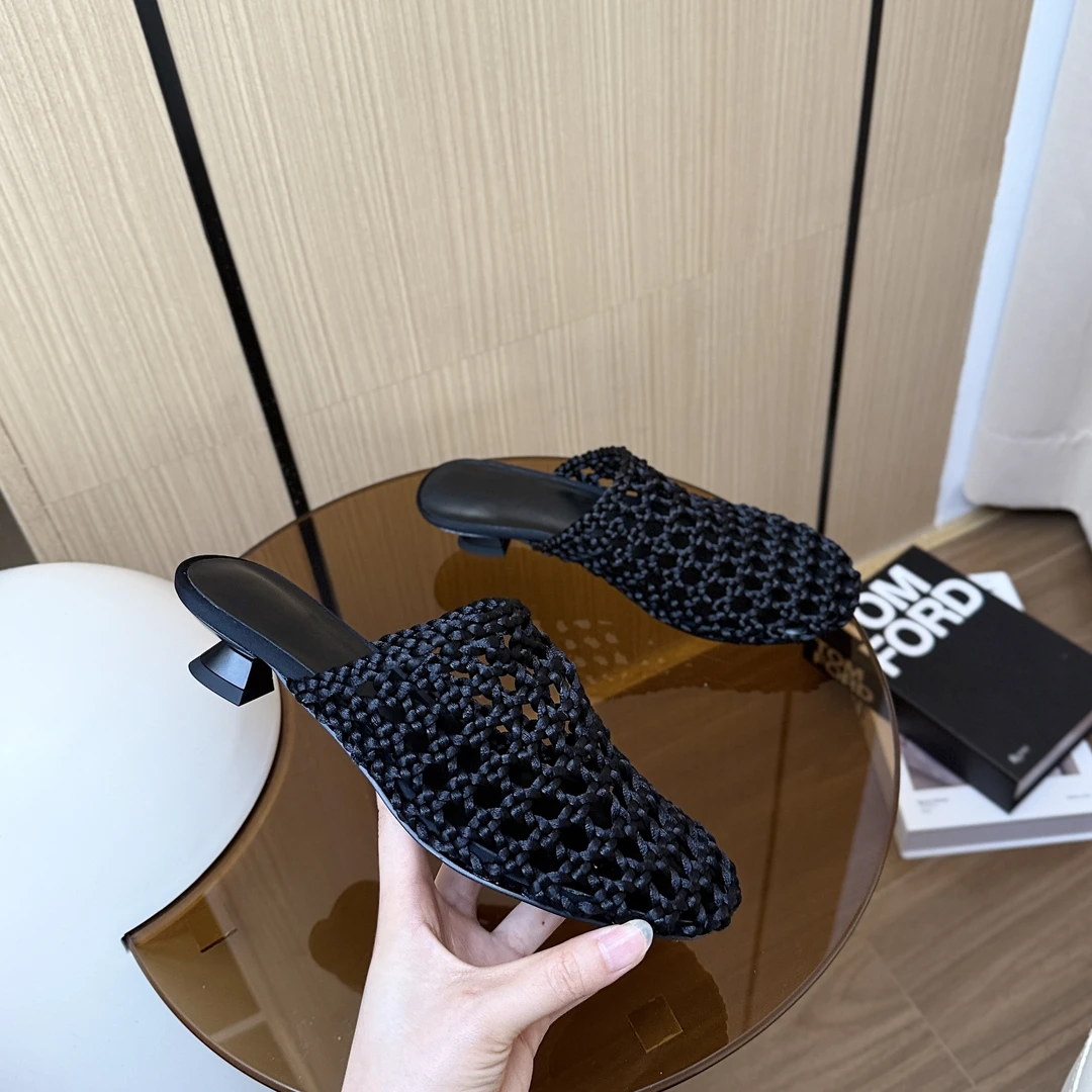 【现货】广州手工编织波西米亚镂空包头戏中跟真皮凉拖 AF25-265