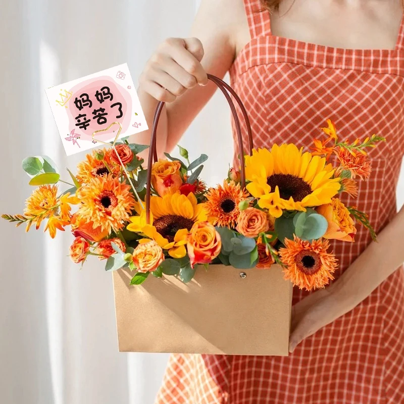 三八女神节礼物手提花篮DIY手工材料包康乃馨花束礼盒套装送妈妈