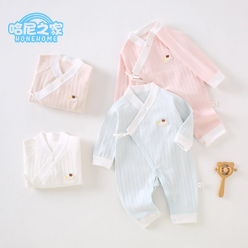 新生儿0-3个月和尚婴儿初生薄连体春秋新生儿哈衣蝴蝶衣爬服哈衣