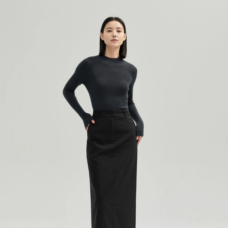 Colnstela无缝绵羊毛半高领女士长袖WFYM00862