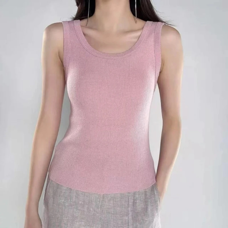 AMASS/阿玛施早春时尚质感简约领羊毛百搭保暖打底背心女538074