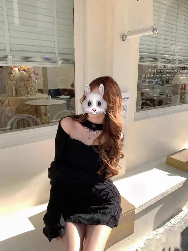梦梦 MENGMENG｛偷心陷阱 秋冬修身显瘦镂空长袖针织连衣裙｝