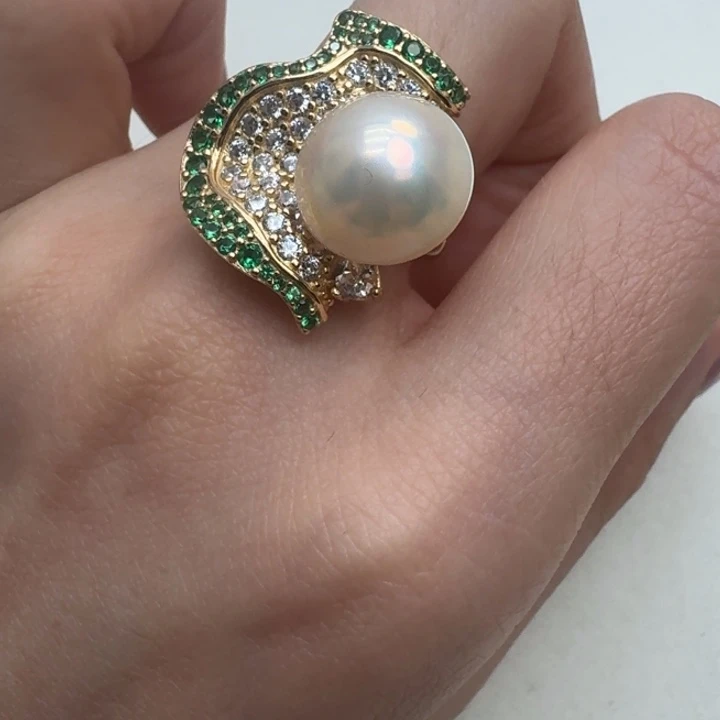 银S925镶嵌拼合珍珠（马贝珠）颈饰