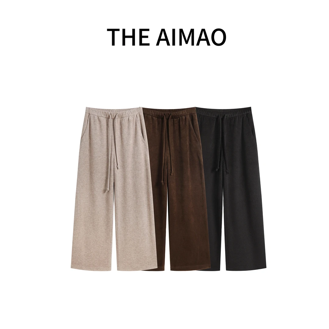 【理想裤】冬日藏地软黄金牦牛绒混纺绒感高腰松紧休闲裤XYX81436