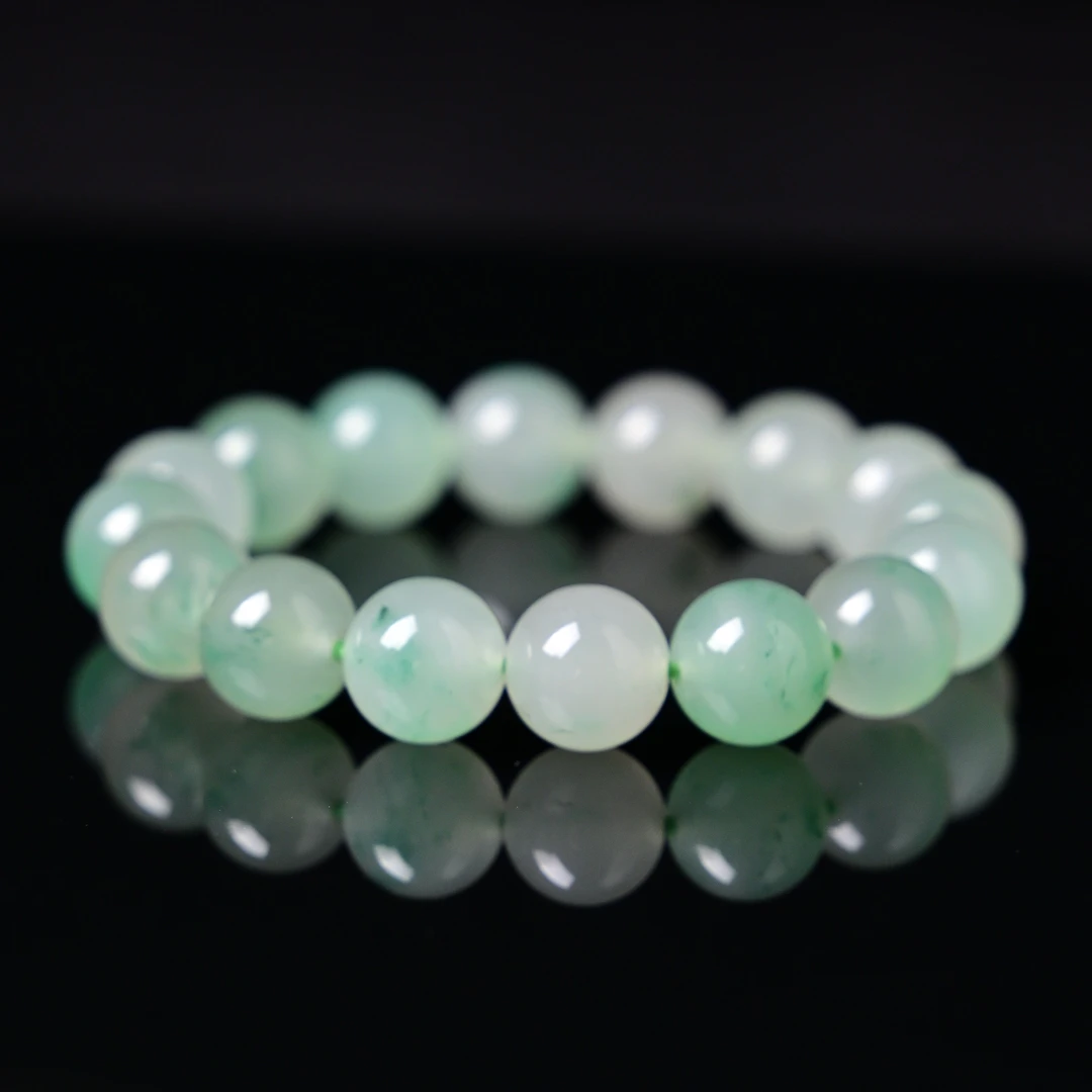 石英质玉手链天然非洲翠/独龙玉 飘花冰种手串 多样性发其一 A070