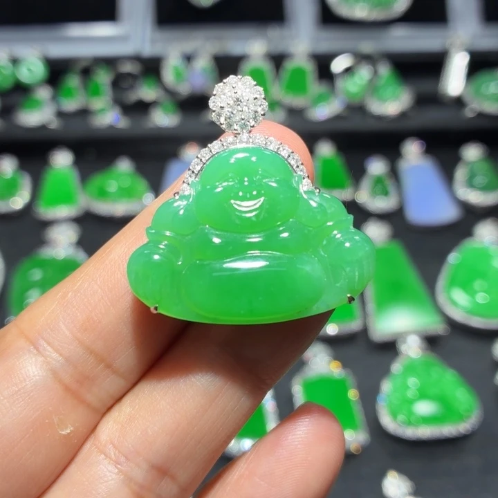 翡翠18K金镶嵌吊坠(不含链)