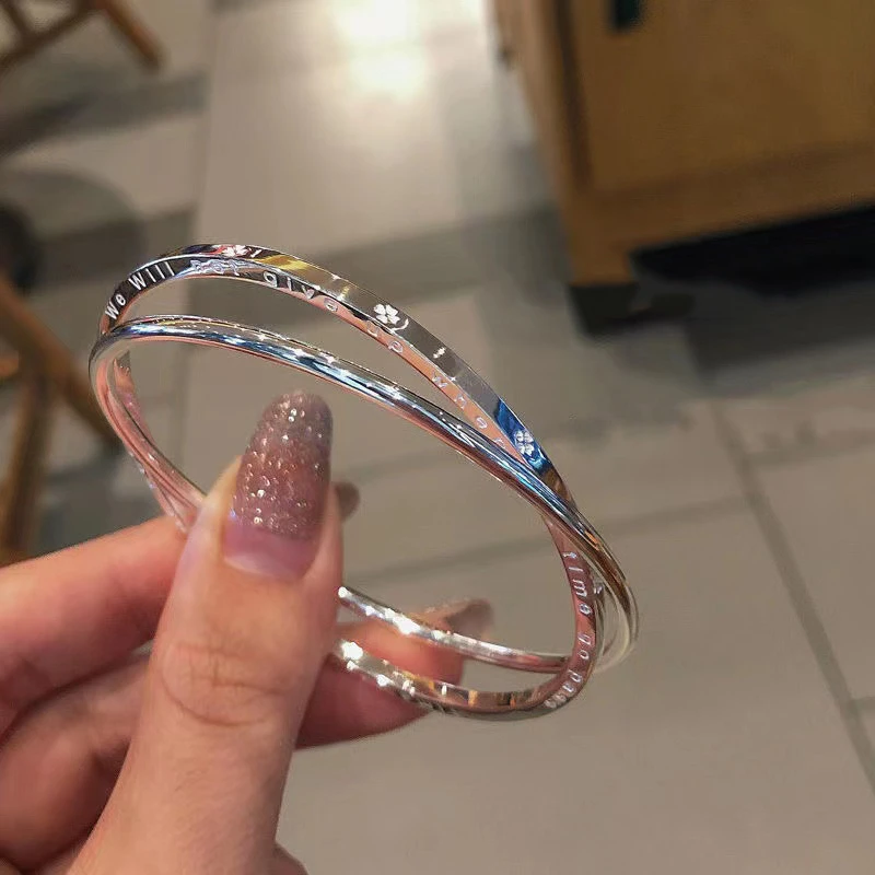 足银手镯 999.9 【20】双环四叶草手镯女高级感小众轻奢幸运草手环