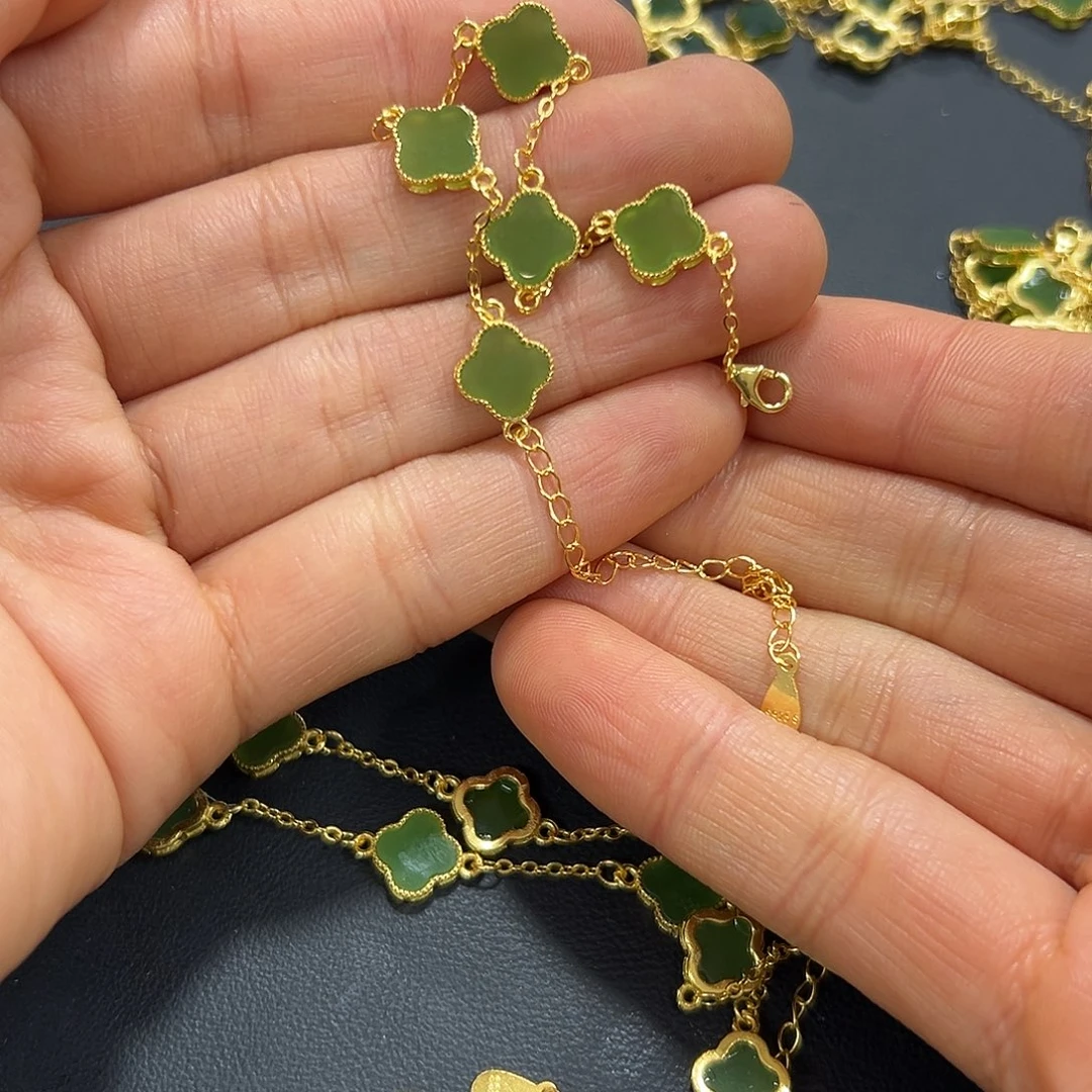 和田玉手链颜色多样性发货拍一发一银S925镶嵌欢*