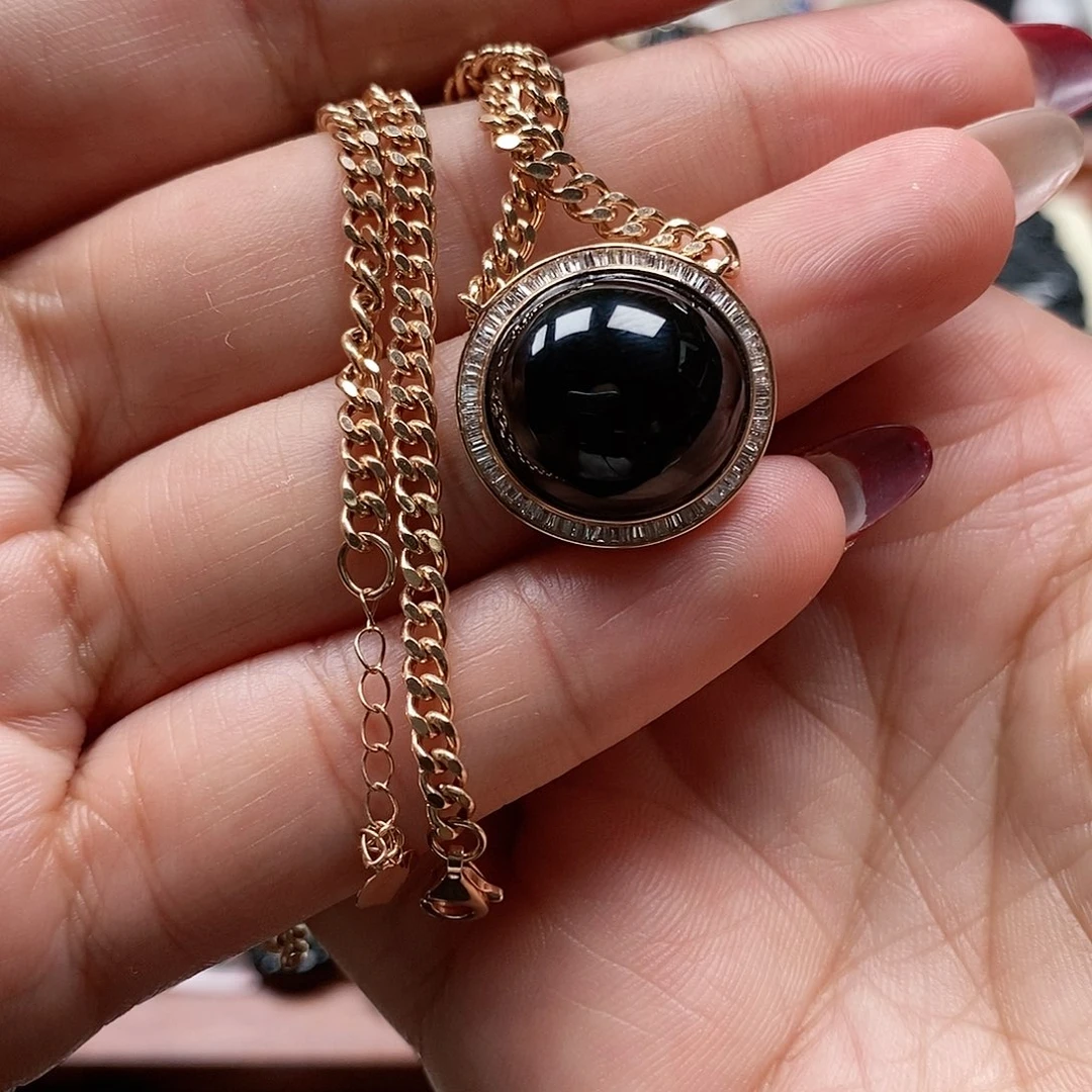 翡翠颈饰18K金镶嵌云*雪