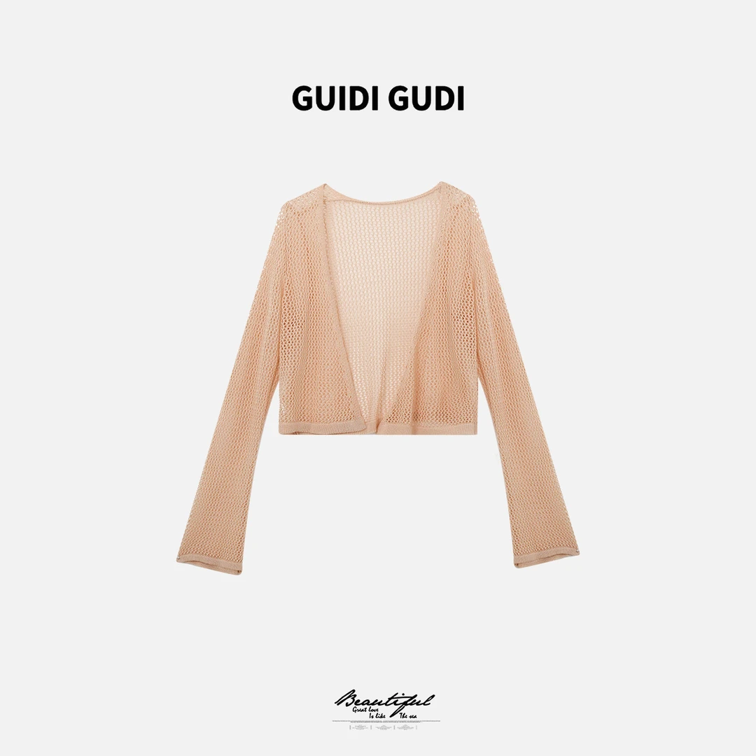 GUIDI GUDI【机关算尽】黄加蓝气质镂空重工设计长袖外套