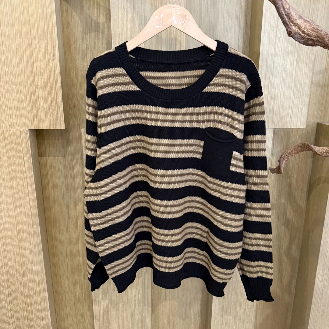 【嘉一定制】韩版时尚条纹间色长袖秋冬上衣513