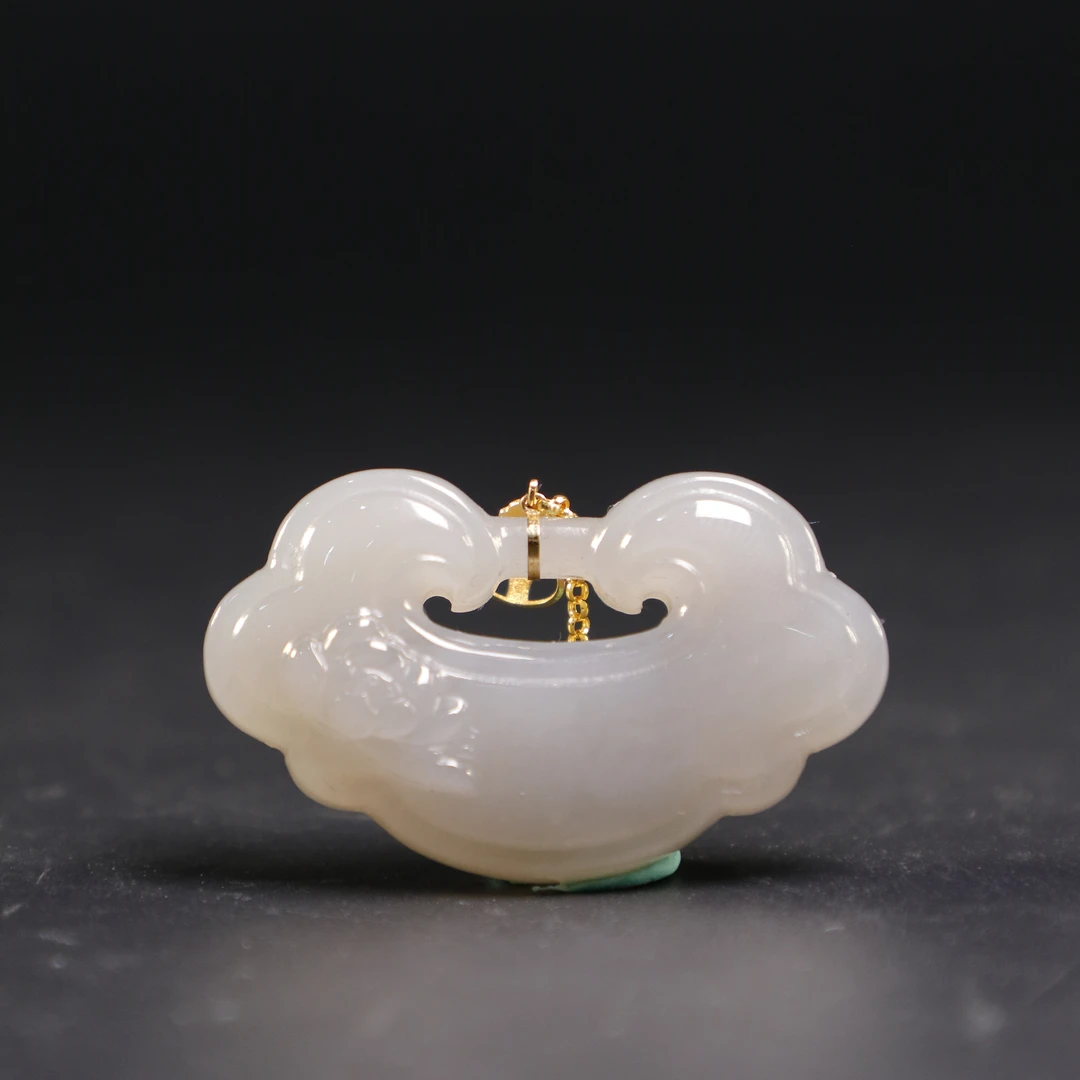 lot8849和田玉烟紫平安锁挂件/云南典藏