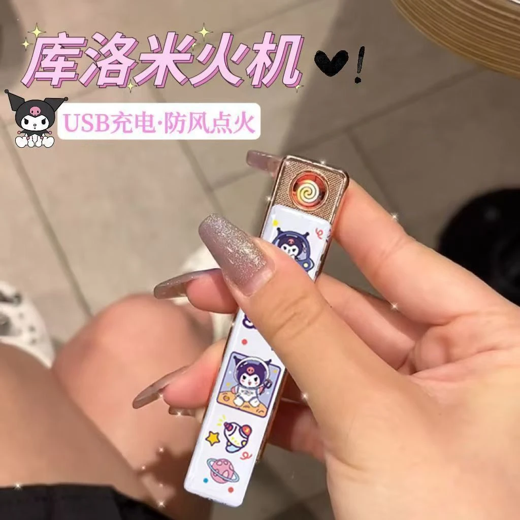 无声打火机静音蜡笔小新打火机充电USB点烟器小巧便携打火机女生