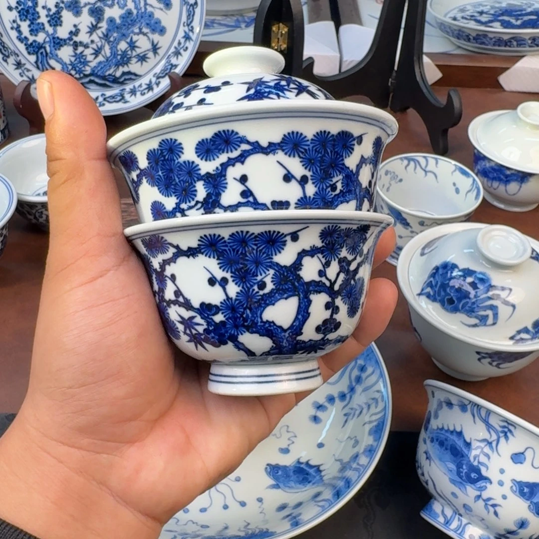 摆件松竹梅两件套手绘