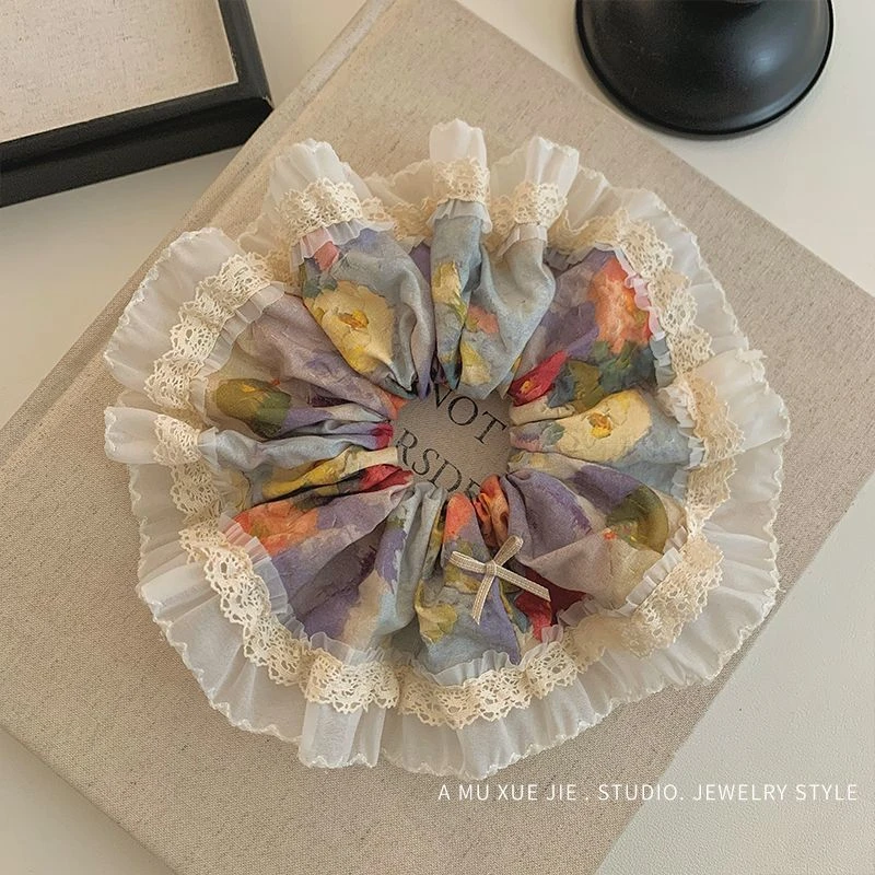 高级感气质仙气蕾丝大号大肠发圈女韩系扎头发丸子头皮筋发绳头绳