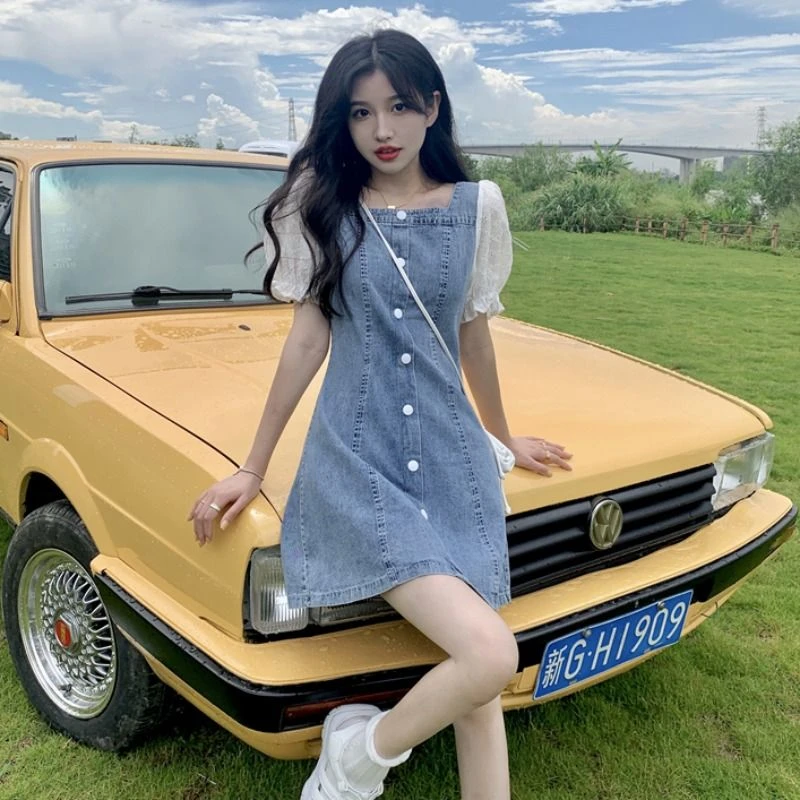 夏季牛仔连衣裙2025今年流行新款女装夏天气质小个子减龄修身裙子