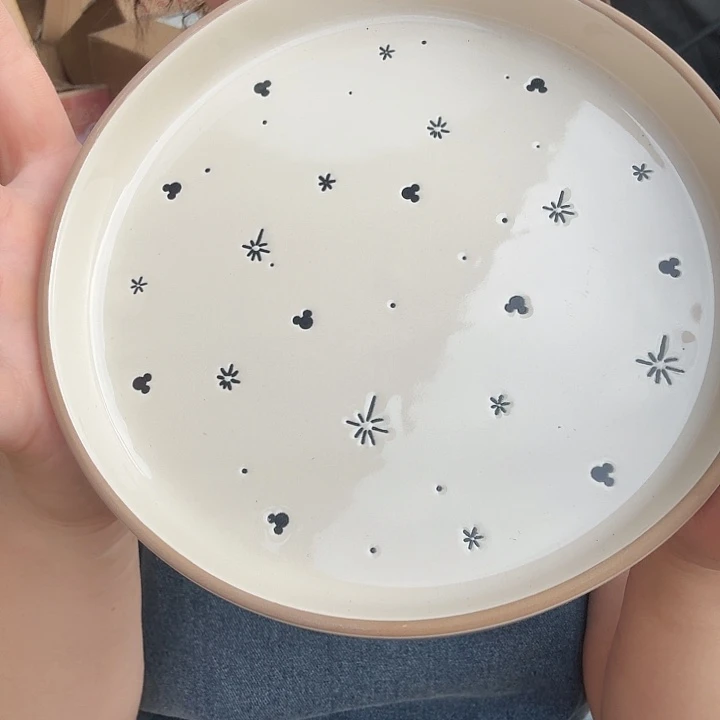 外贸尾单高温陶瓷微瑕米奇盘子