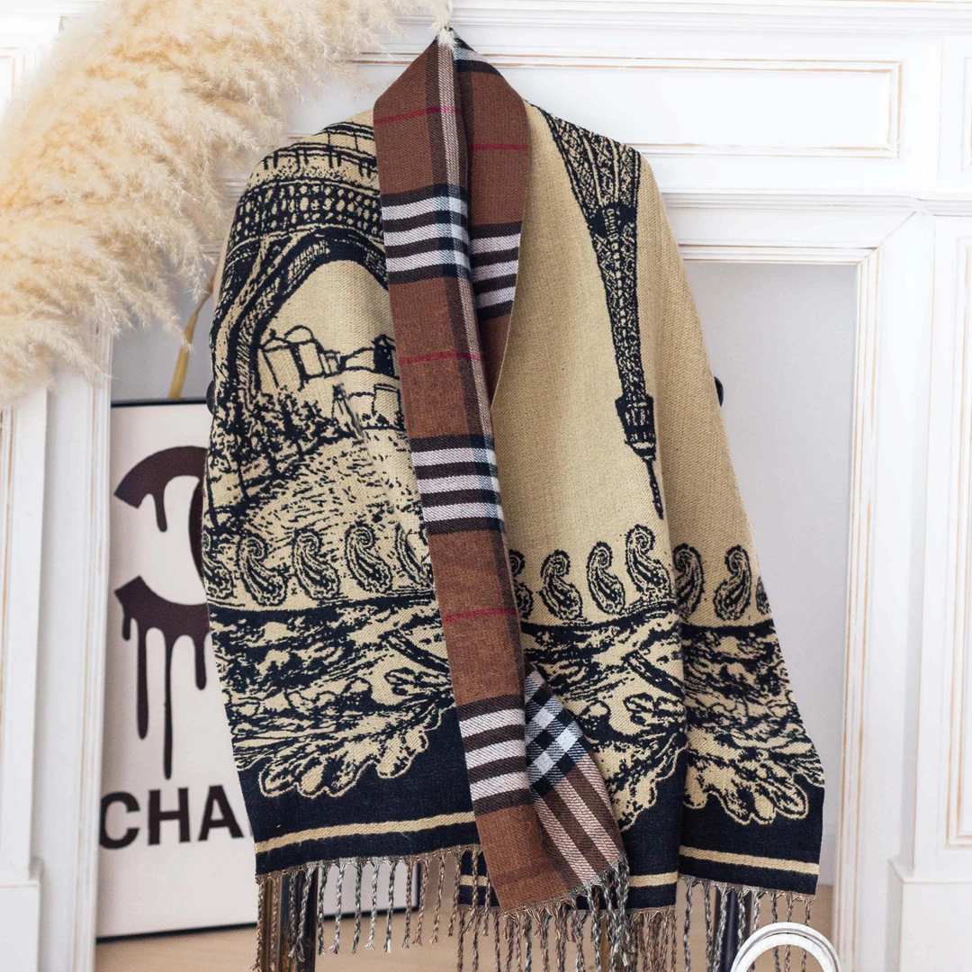 超大 180*60时尚针织加厚国潮女士韩版围巾披肩女保暖秋冬法式