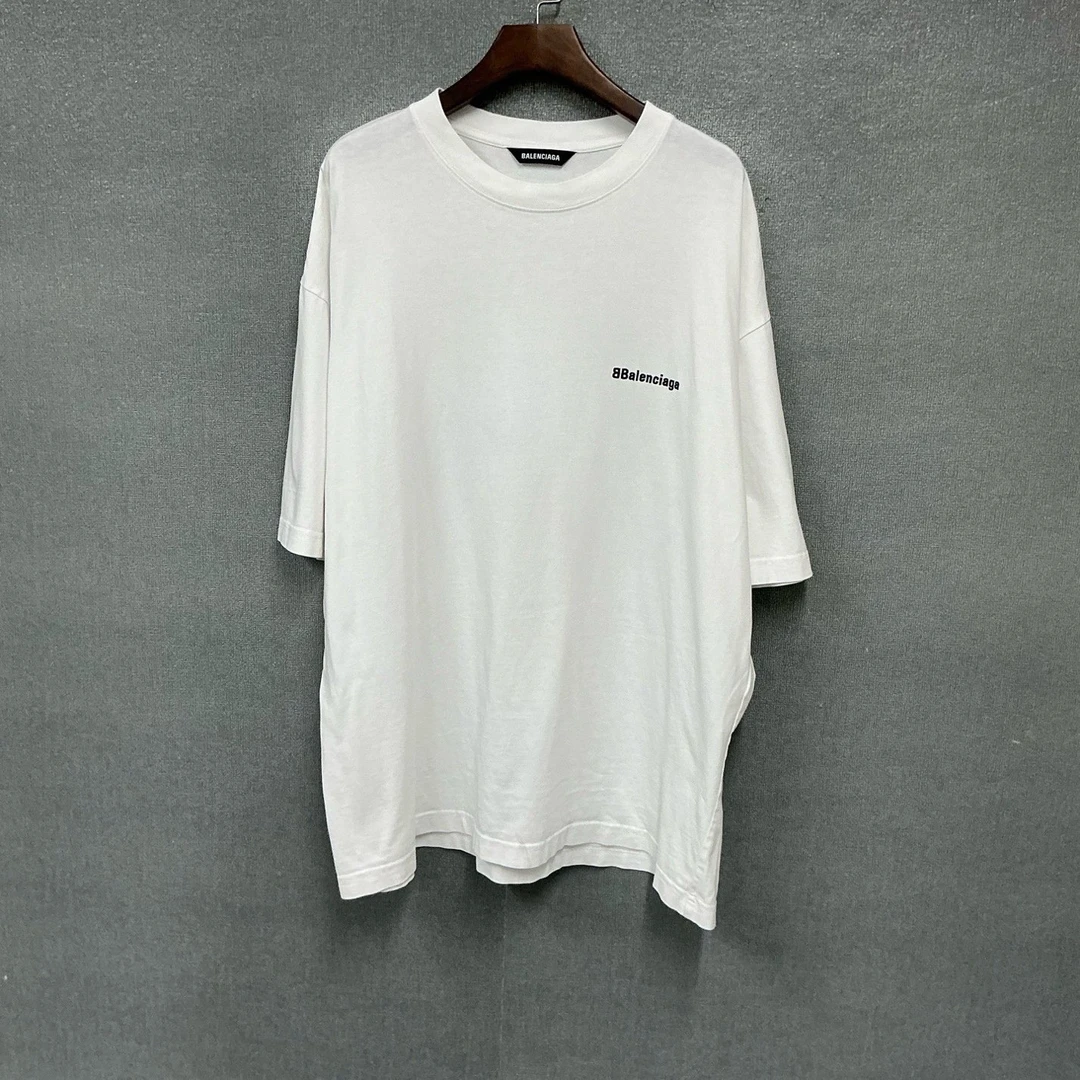 99新 Balenciaga/巴黎世家 双B刺绣小logo短袖T恤 M码/4751