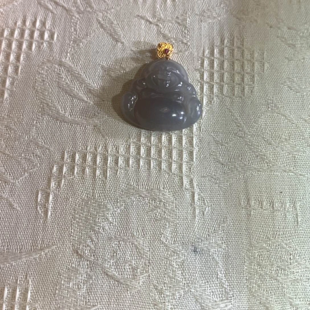 和田玉吊坠(不含链)18K金镶嵌
