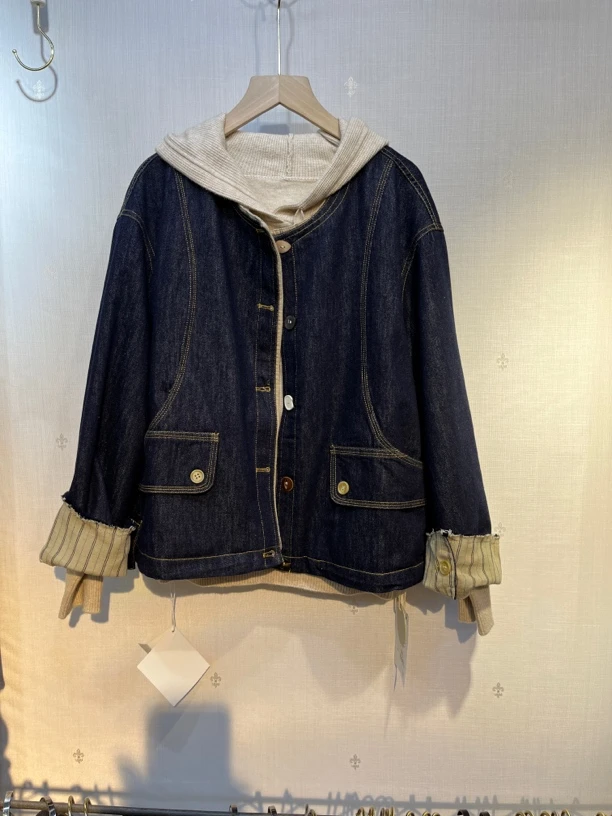 水洗短外套春季复古圆领牛仔外套时尚休闲洋气减龄