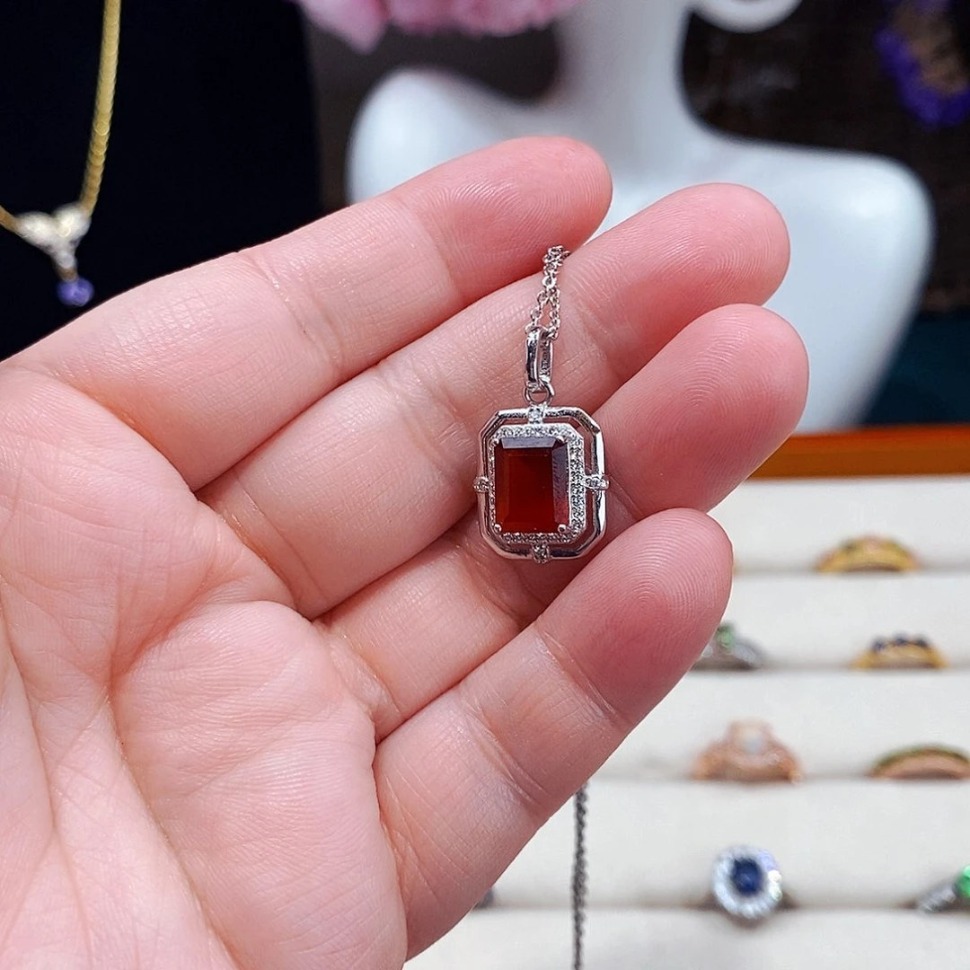 石榴石颈饰银S925镶嵌