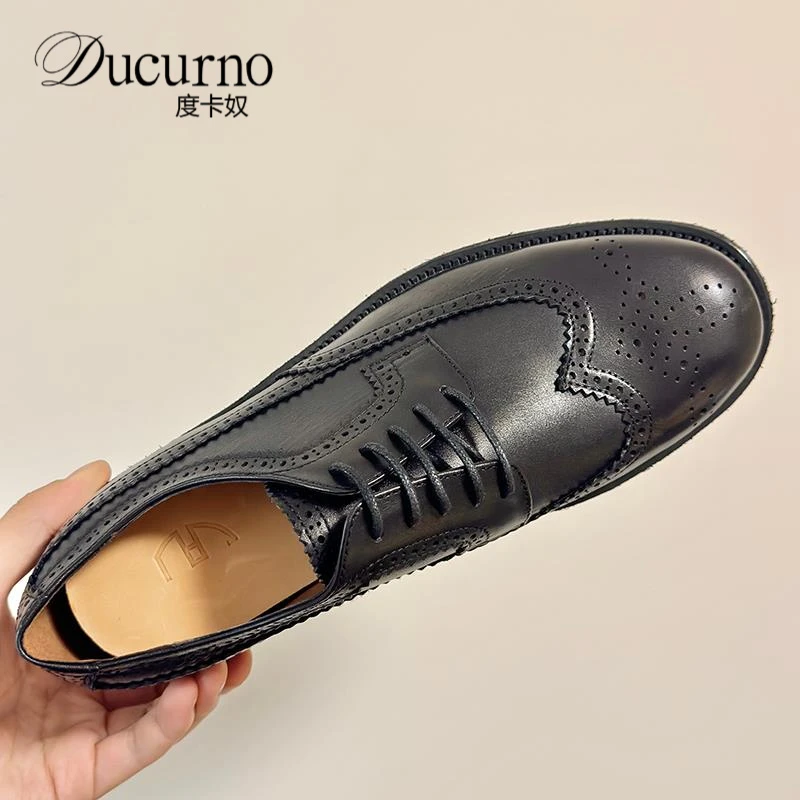 英伦布洛克雕花厚底皮鞋男真皮新郎鞋透气头层牛皮高端手工德比鞋