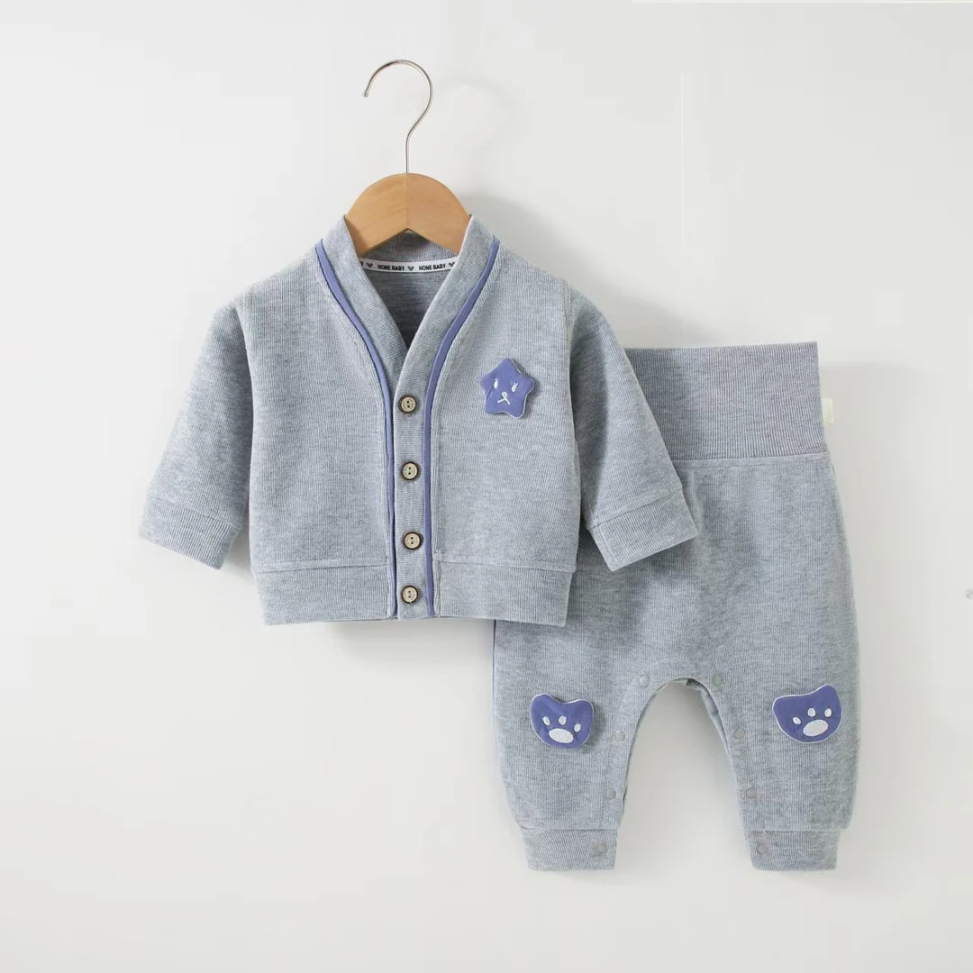 haquhou/哈趣猴婴幼儿宝宝春秋保暖洋气高腰护肚两件套长袖时尚