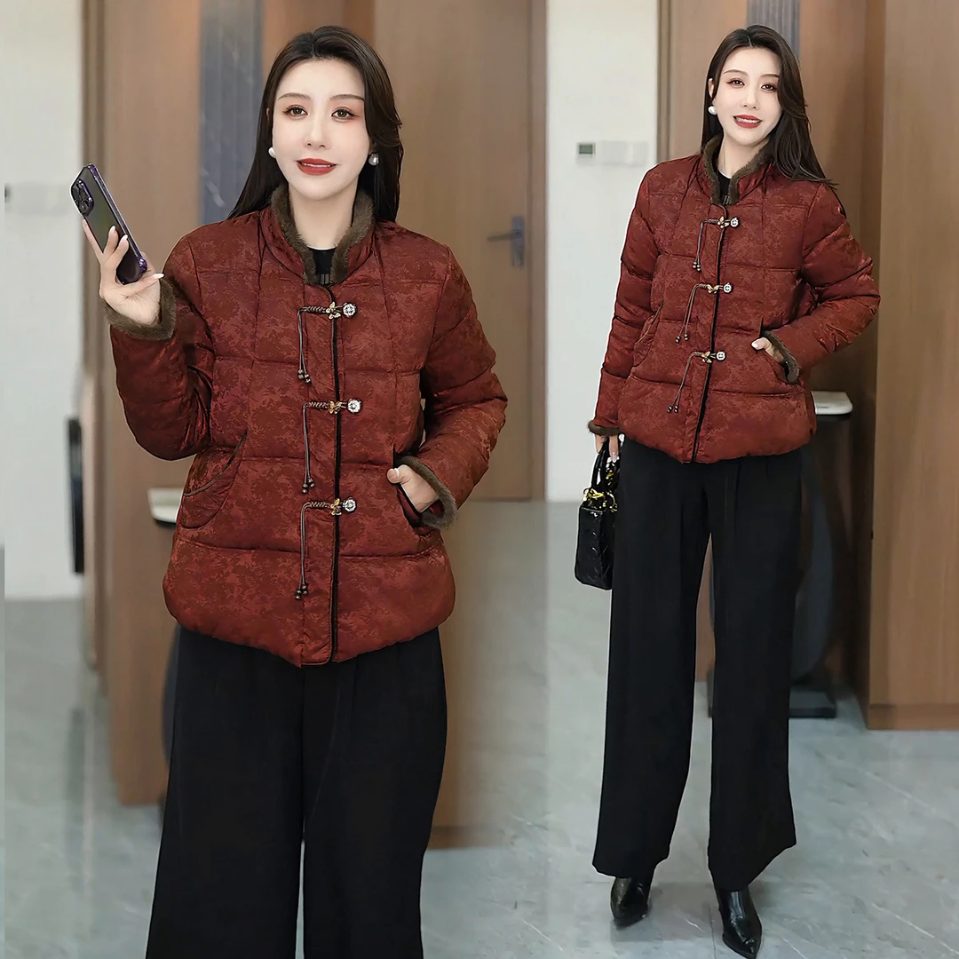 新中式国风短款棉服女2025冬季新款时尚保暖棉衣外套立领盘扣上衣