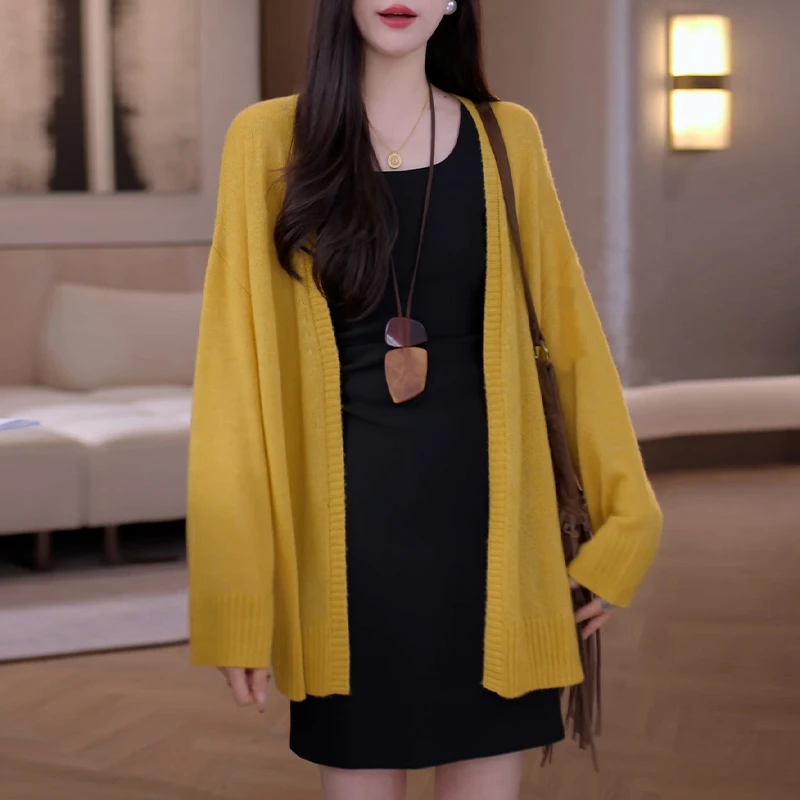 2025初秋落日纯欲慵懒风薄款毛针织衫女设计感宽松中长款上衣罩衫