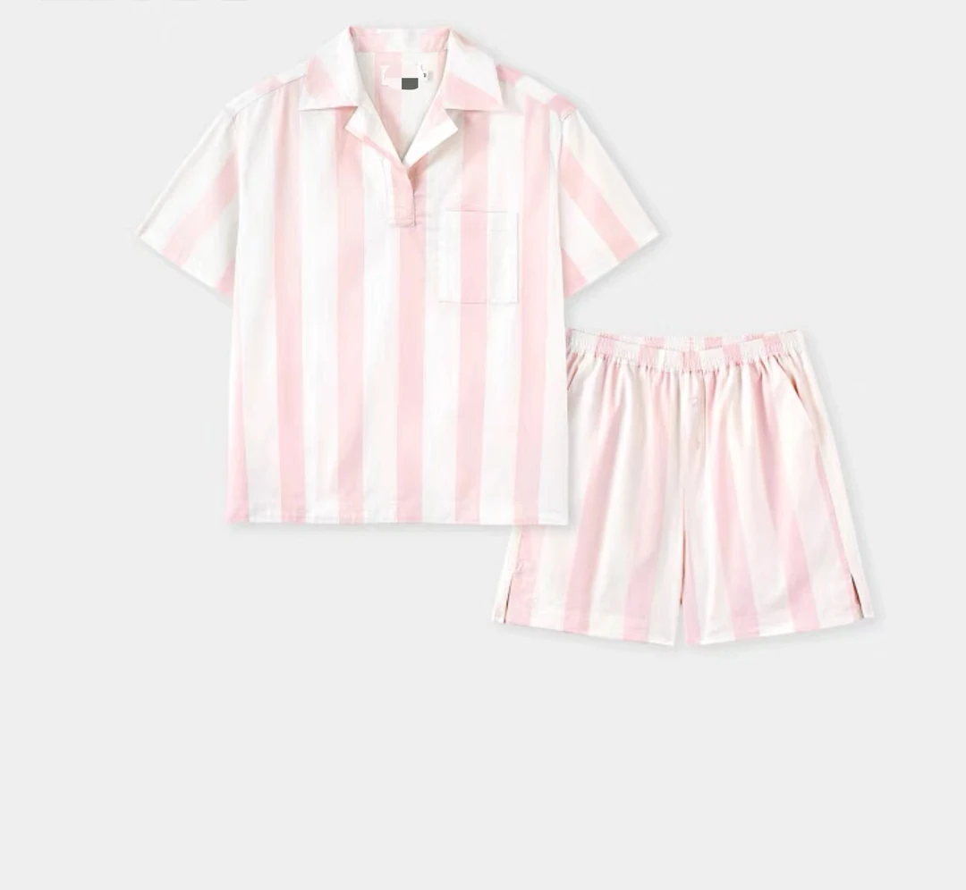 【简约粉条-短袖套装】春季新款天丝棉套头宽松家居服睡衣套装