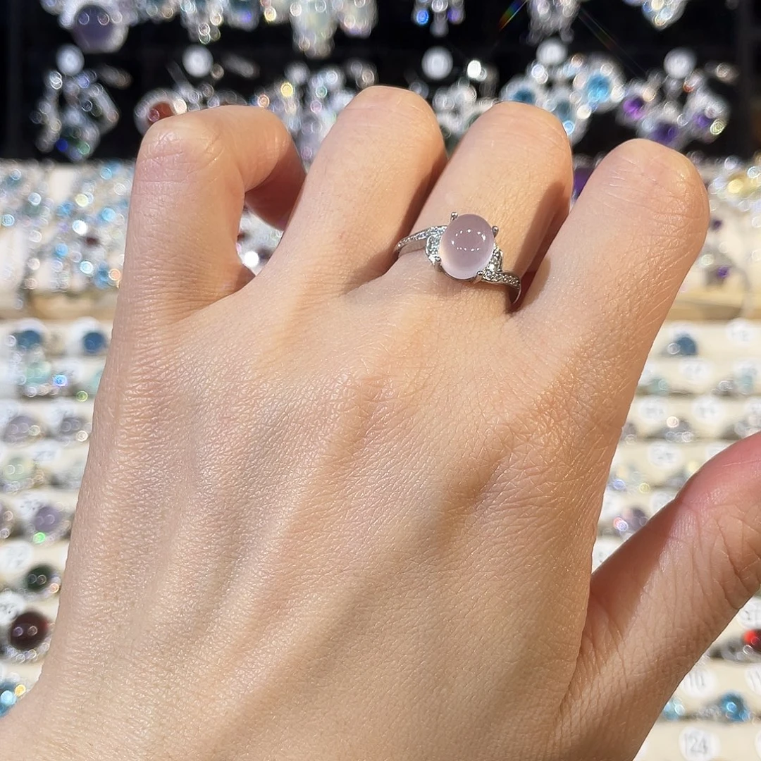萤石戒指银S925镶嵌